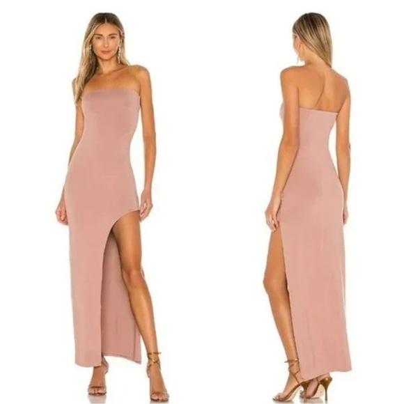 Superdown Toni Strapless Slit Maxi Gown Mocha - Picture 1 of 6